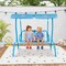 2 Seater Kids Patio Swing with Adjustable Canopy, Metal Frame and Safety Belts